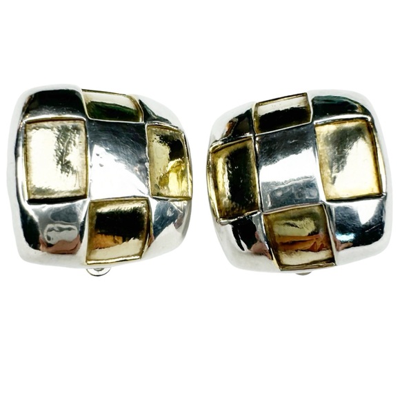 Simon Sebbag 80”s Silver & Vermeil Gold Clip Earrings - Picture 3 of 16